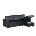 thumbnail image 1 of Faux Leather Convertible Sectional With Storage Black, 1 of 5