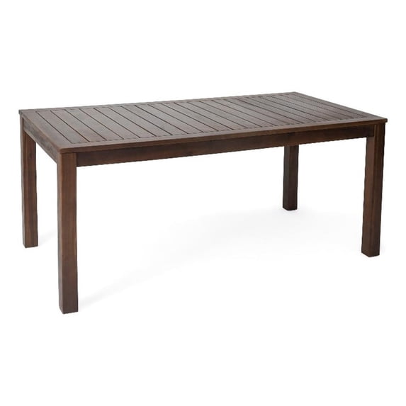 Benjara Feya Outdoor Dining Table- 69" Rectangular Top- Brown Acacia Wood