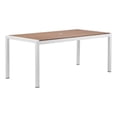 thumbnail image 1 of Benjara Fifi 71" Outdoor Dining Table- Brown Polyresin Top- White Metal Frame, 1 of 8