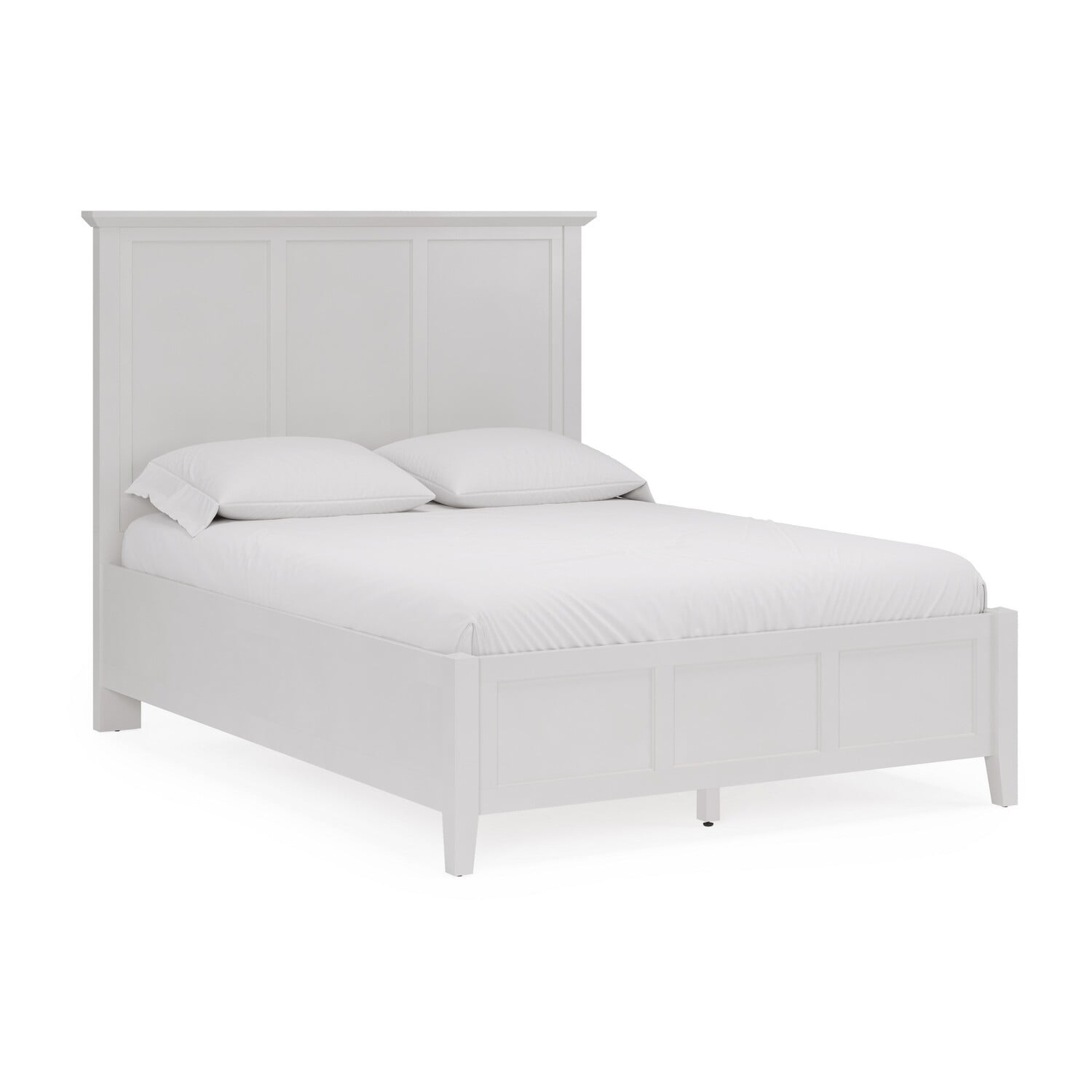 Fritz California King Bed, Three Panel, Beveled Top, Brilliant White Wood
