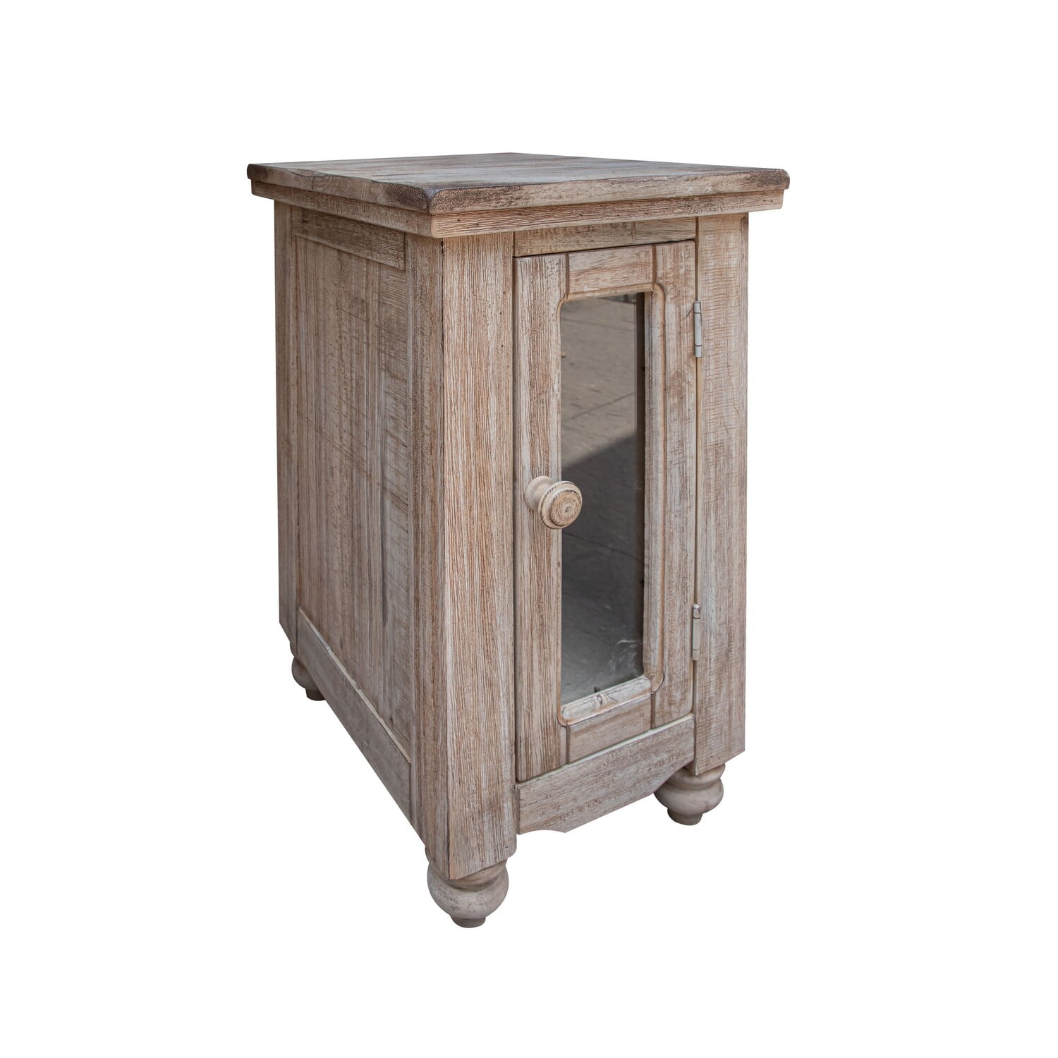 Genie 26 Inch Chairside Table, Mango and Pine Wood, 1 Door, Sand Brown ...