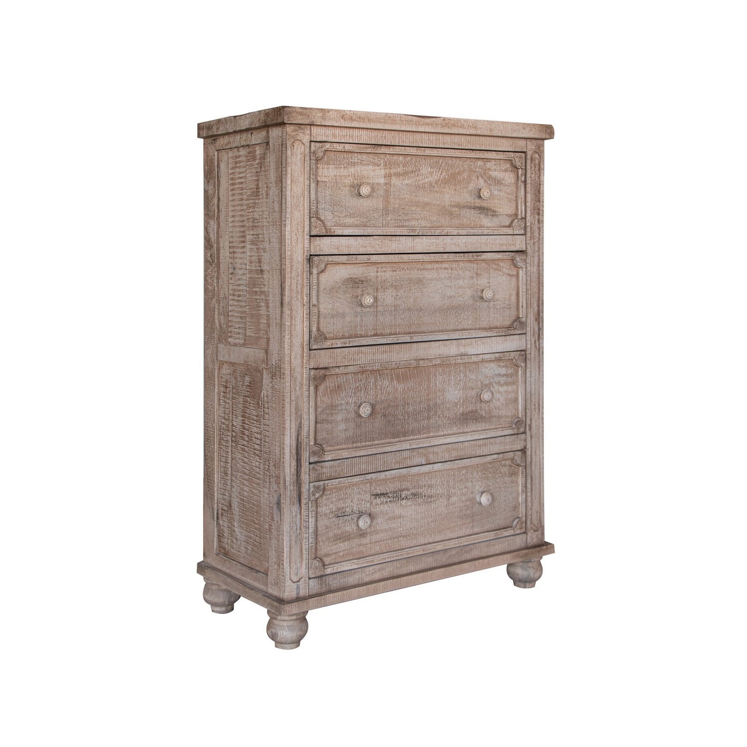 BenJara Gien 54 Inch Tall Dresser Chest, Mango Wood, 4 Gliding Drawers ...