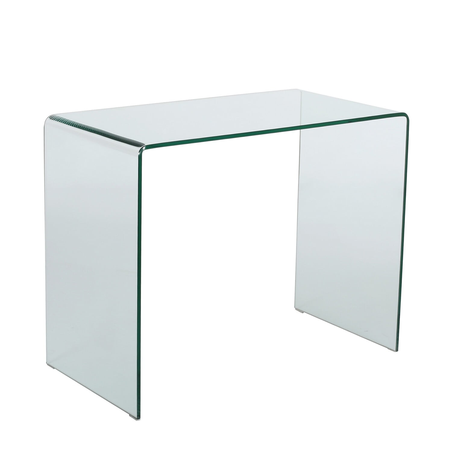 Benjara Glass Dining Table, 38 Inch Rectangular Waterfall Edge, Small ...