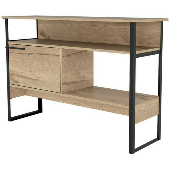 BenJara Isa 47 Inch Sideboard Cabinet, Natural Brown Finish, 1 Hinged Door Cabinet