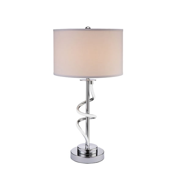 Jame 29 Inch Table Lamp - Drum Fabric Shade - Accent Round Chrome Base