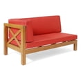 thumbnail image 1 of Benjara Juna Outdoor Left Arm Bench- Cross-Back Open Slat- Red- Acacia Wood, 1 of 5