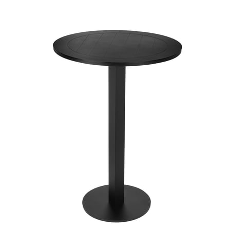Keli 43 Inch Outdoor Bar Table, Black Aluminum Frame, Foldable Design- Saltoro Sherpi