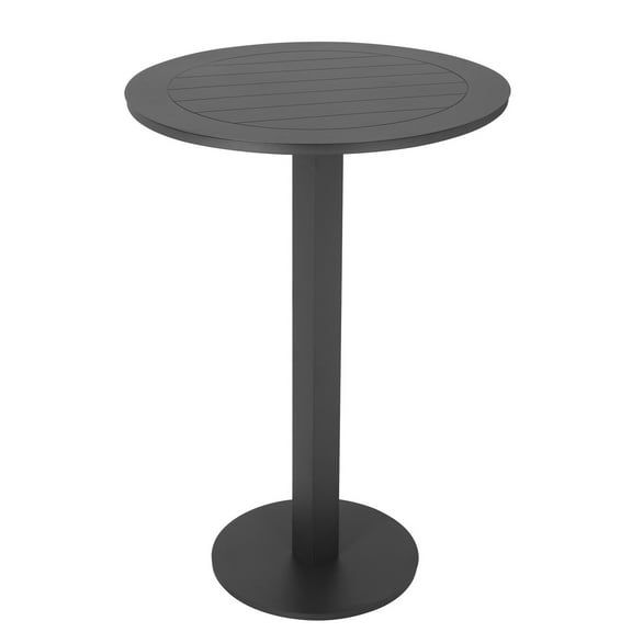 Benjara Keli 43 Inch Outdoor Bar Table, Smooth Gray Aluminum, Foldable Design