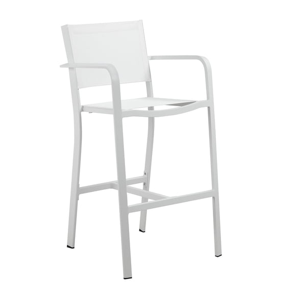Benjara Keli 44 Inch Set of 6 Bar Stool, White Aluminum Rust Resistant Frames