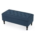 thumbnail image 1 of Benjara Kiyo Storage Ottoman Bench, 41 Inch Button Tufted Navy Blue Fabric, 1 of 5