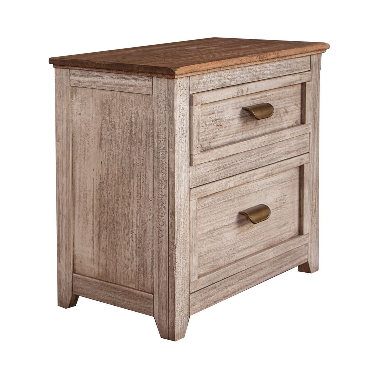 Benjara Kohl 29 Inch Nightstand, 2 Drawers, Dual Tone Brown Cream Mango ...