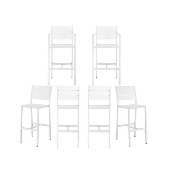 Benjara Kylo 18 Inch 6 Piece Bar Height Armchairs and Side Chairs, White Aluminum