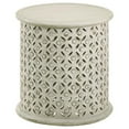 thumbnail image 1 of BenJara Kyra 18 Inch Round Side Table, Ornate Lattice Carving, Mango Wood, Ivory, 1 of 5