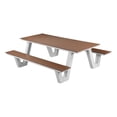 thumbnail image 1 of Benjara Limo 86" Picnic Table- Rich Brown Polyresin Slats- Aluminum Frame, 1 of 9