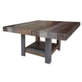 thumbnail image 1 of Linn 54 Inch Square Dining Table - Open Shelf - Gray - Rustic Brown Pine Wood, 1 of 4