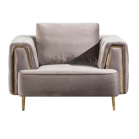 Luxi 54 Inch Accent Chair Classic Button Tufted Gray Velvet Upholstery