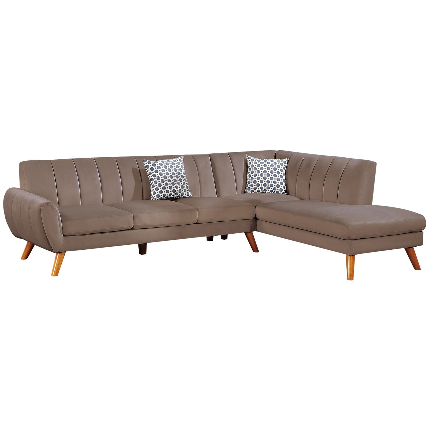 Lynn Contemporary Brown Velvet 2-Piece Sectional Sofa Set