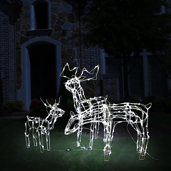 Benjara Meyi 3pc Outdoor Reindeer Family Christmas Decor- 229 Cool White LED