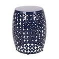 thumbnail image 1 of Benjara Miami Outdoor End Table- Cutout Design- Round 17 Inch- Navy Blue Iron, 1 of 5