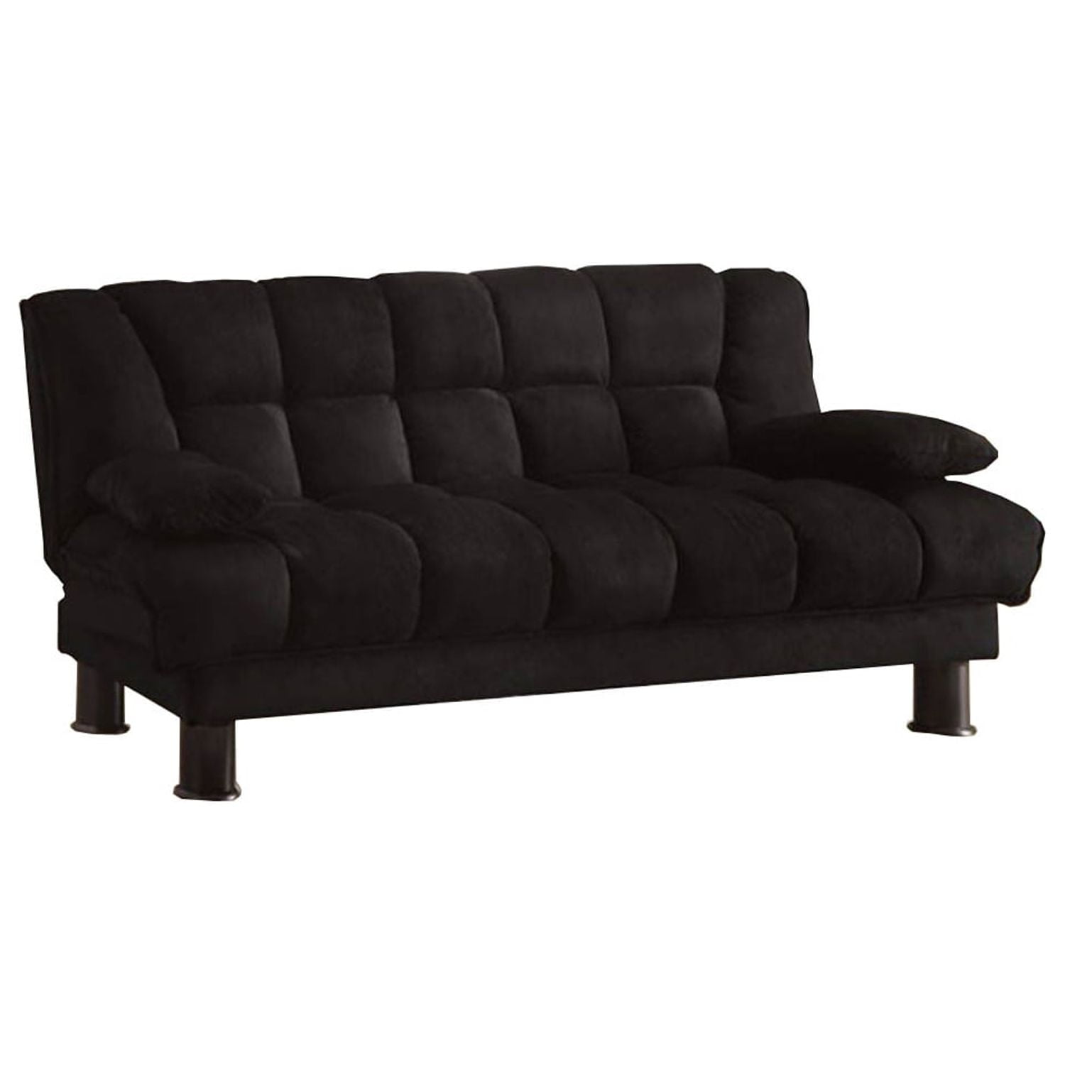 BenJara Microfiber Sofa Futon With Under Seat Storage, Black