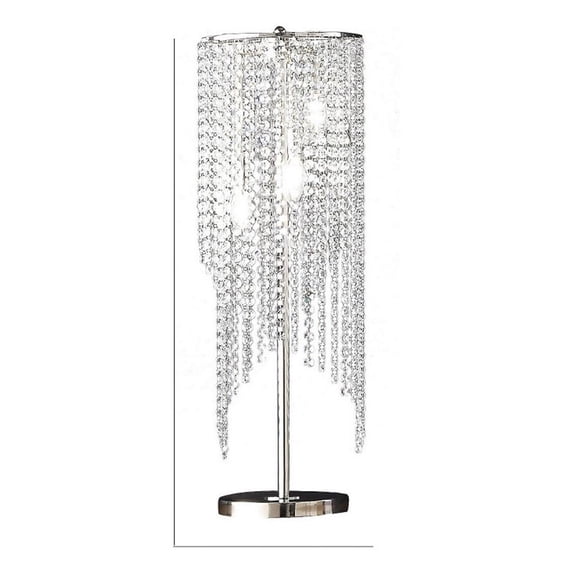 Benjara Mindy 30" Table Lamp- Crystal Raindrops Design- Metal- Clear Finish
