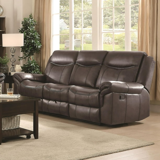 BenJara Motion Sofa With Pillow Arms And Outlet, Grey-Color:Brown ...