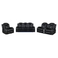 thumbnail image 1 of Benjara Nova 85 Inch Dual Power Recliner Sofa, Theater Lit, Faux Leather, Black, 1 of 6