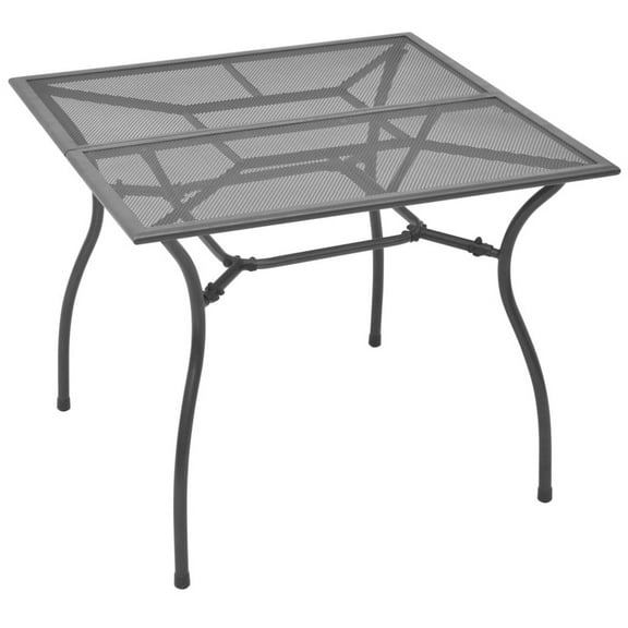 Benjara BM325732 35 in. Outdoor Square Mesh Top Patio Dining Table, Classic Gray Metal