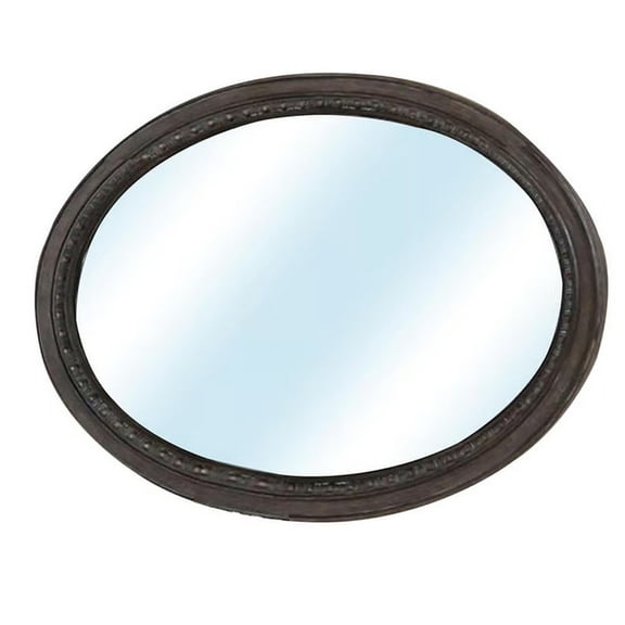 Oval Wall Mountable 5mm Beveled Mirror, Rustic Natural Brown