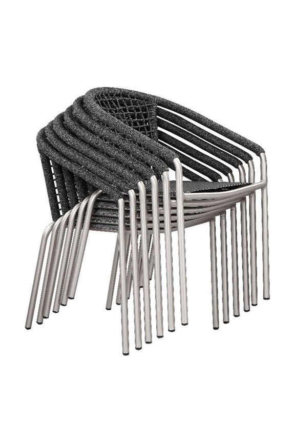 Phil 21" 6 Piece Dining Chair Set- Slate Gray Woven Rope- Stackable
