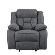 BenJara Pillow Padded Glider Recliner With Contrast Stitching, Gray