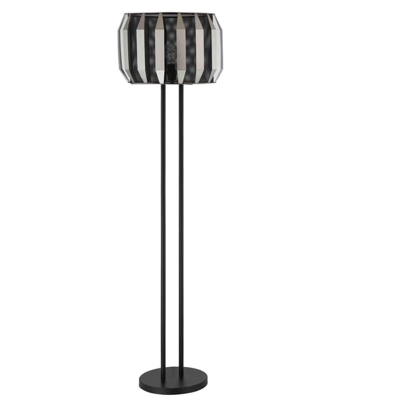 Pin 59 Inch Floor Lamp - Drum Shade - Metal Base - Accent Round Base - Black