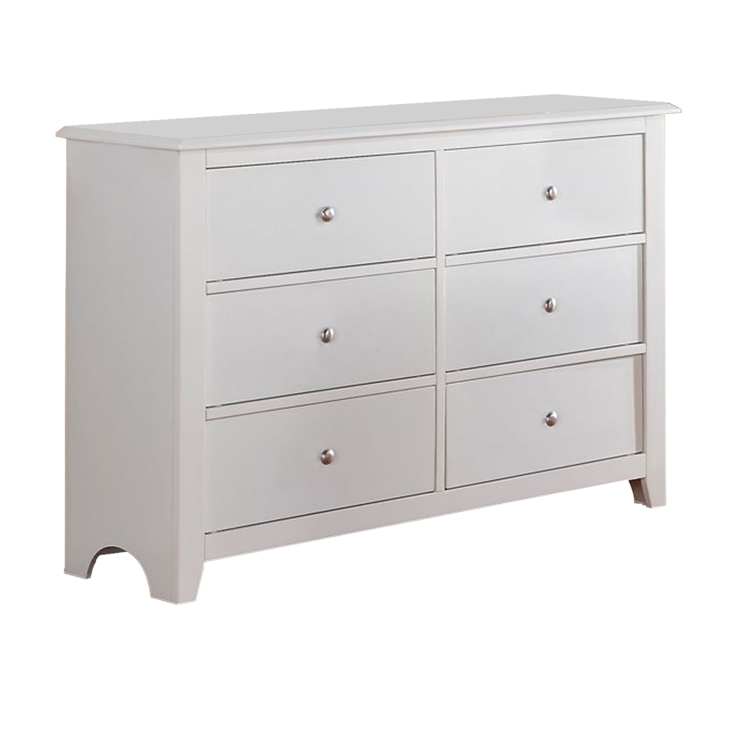 white dresser silver knobs Modern White 6 Drawer Dresser with Silver Knobs