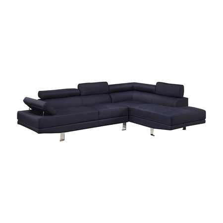 Polyfiber Linen Fabric Sectional In Blue