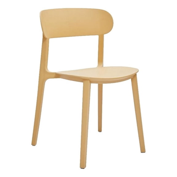 Benjara Qin 20" Dining Side Chair- Set of 4- Contoured Back Curved Seat- Yellow