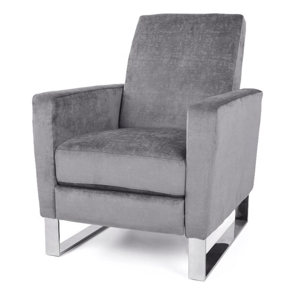 Reki Push Back Manual Recliner Chair- Stainless Steel Legs- Gray