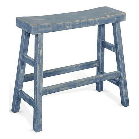 Rena Bar Height Bench- Trestle Legs with Footrests- Mahogany Wood