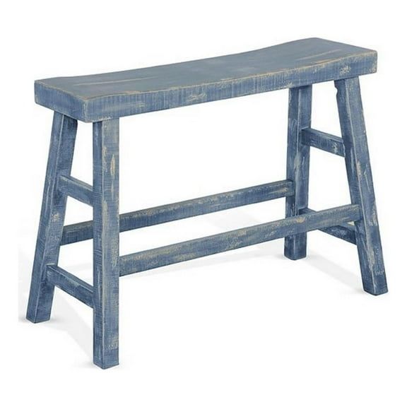 Rena Counter Height Bench- Trestle Legs with Footrests- Mahogany Wood Frame