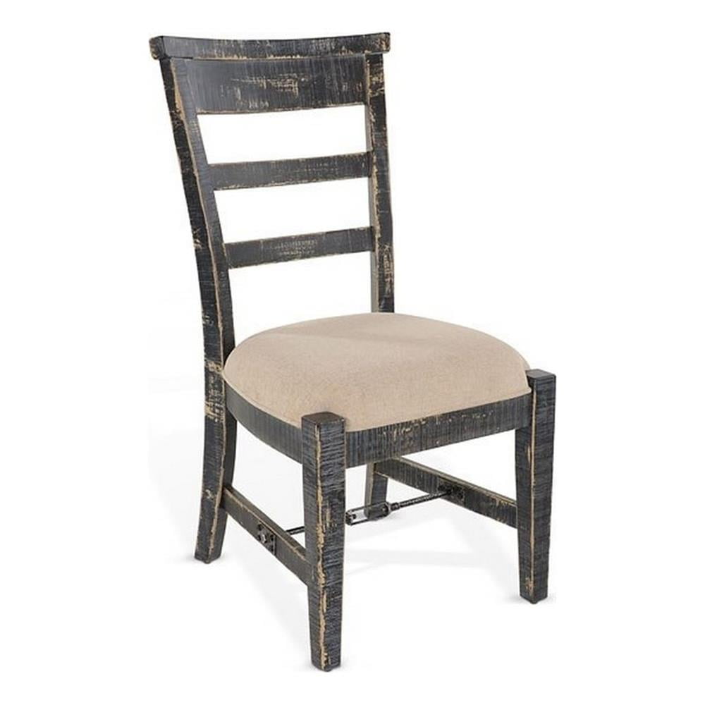Rena Side Dining Chair Set of 2- Metal Turnbuckle- Black Mahogany Wood