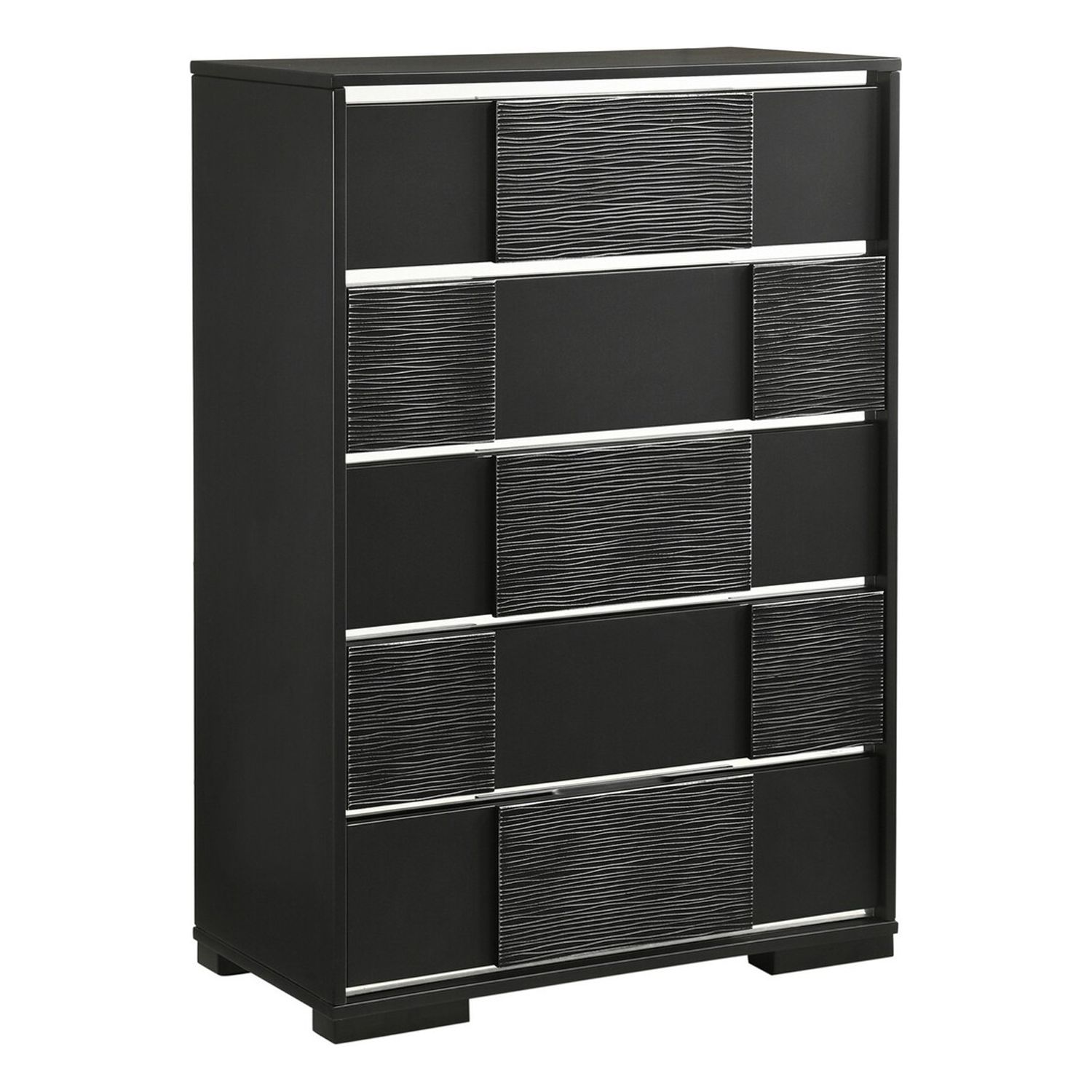 BenJara Reza 50 Inch Tall Dresser Chest, 5 Drawers, Metal Trim, Felt