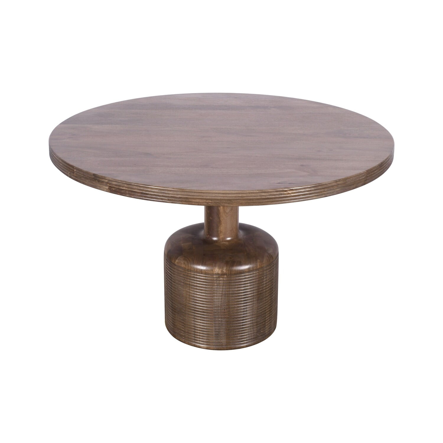 48 Inch Dining Table, Round Top, Pedestal Base, Rich Brown Wood ...
