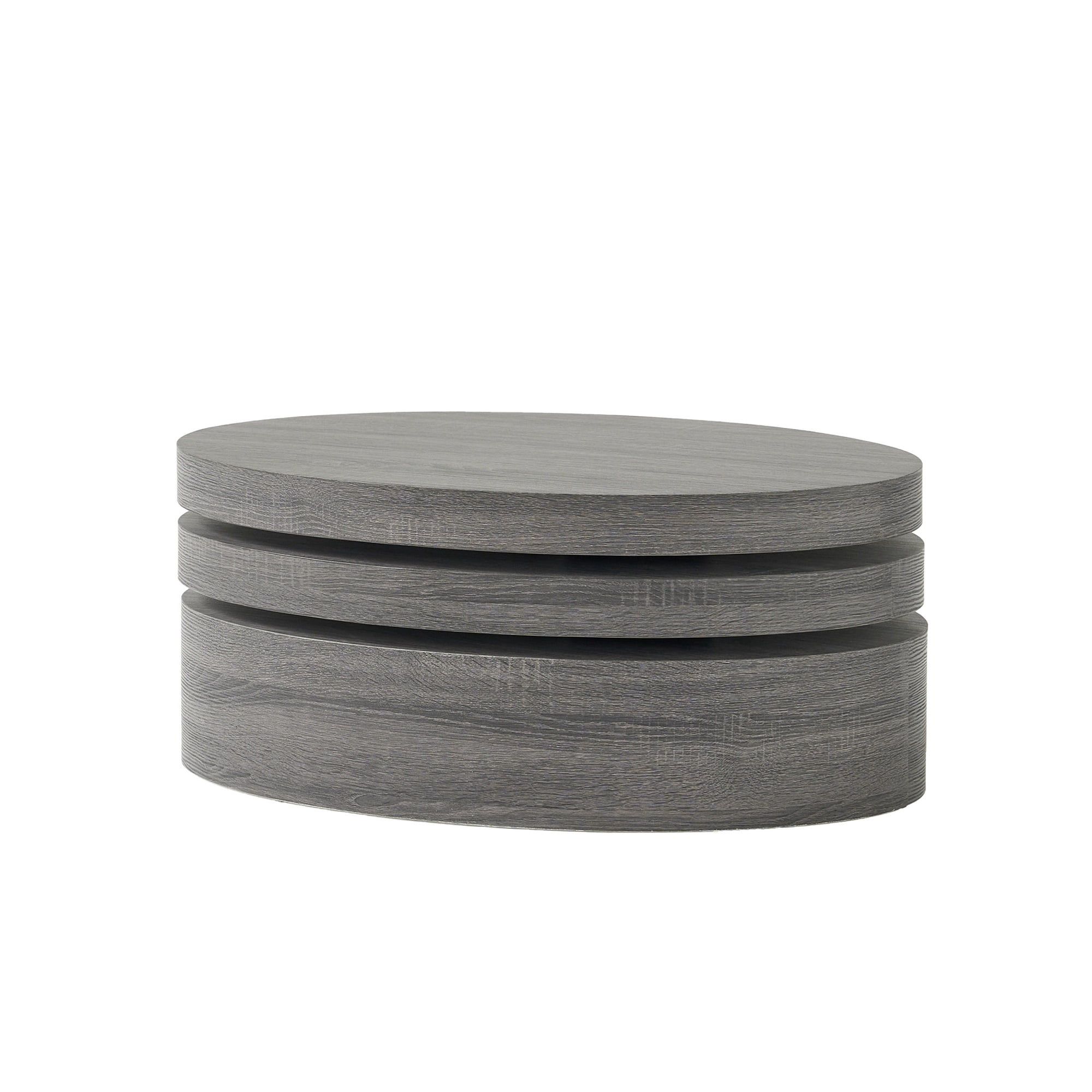 Rotating Coffee Table, 32 Inch Top, Low Profile Round, Black and Gray ...