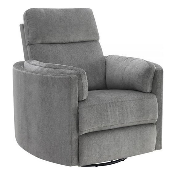 Benjara Sage 37" Manual Recliner with Swivel- Chenille Upholstery- Charcoal