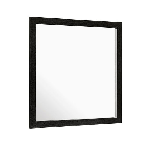 Benjara Sami 40 x 40 Dresser Mirror, Embossed Texture, Modern Style, Black Wood