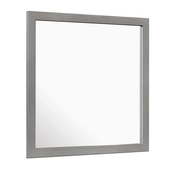 Benjara Sami 40 x 40 Dresser Mirror, Embossed Texture, Modern Style, Gray Wood