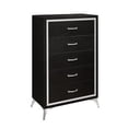 thumbnail image 1 of Benjara Sami 49 Inch Tall Dresser, 5 Drawers, Mirror Trim, Embossed Texture, Black, 1 of 6