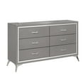 thumbnail image 1 of Benjara Sami 58 Inch Wide Dresser, 6 Drawers, Mirror Trim, Embossed Texture, Gray, 1 of 5