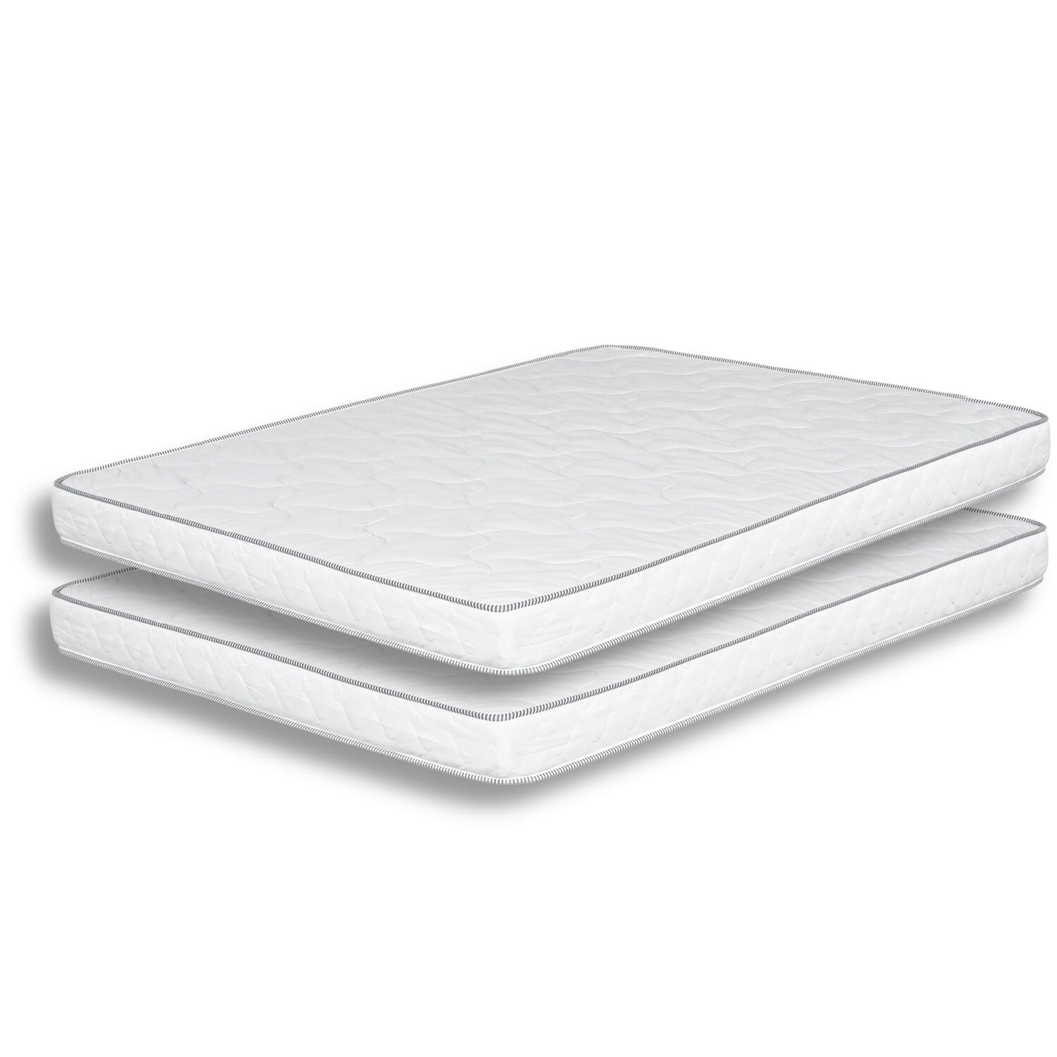 Benjara Sly 6 Inch Twin Size Mattress Set of 2, Medium Polyurethane Foam Core