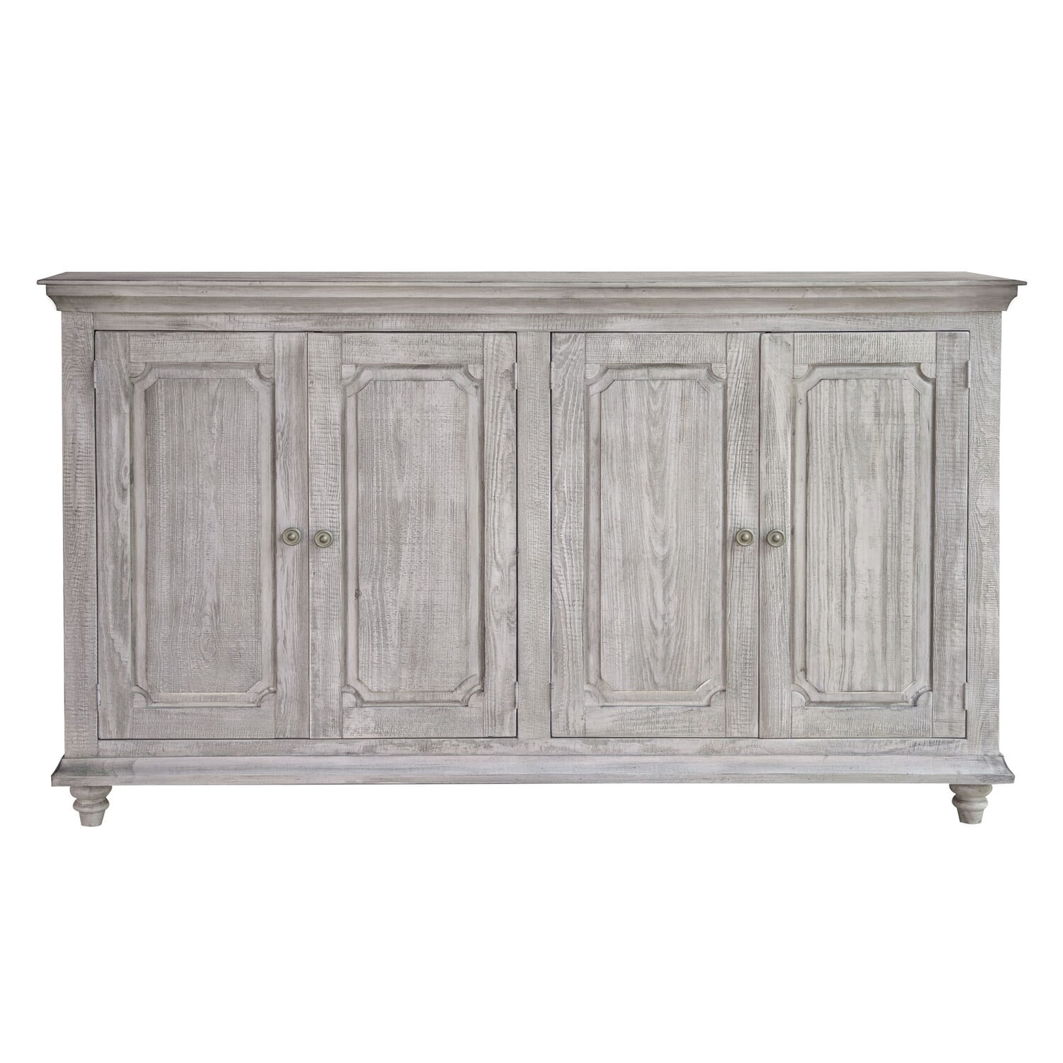 BenJara Son 71 Inch Console Sideboard, Pine Wood, 4 Door, Iron Handles ...