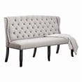 thumbnail image 1 of Benjara Stylish Long bench with tufted back- ivory, 1 of 11